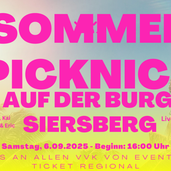 Sommer Picknick auf der Burg Siersberg am 6.09.2025 mit Eric Maas, Kai Sonnhalter, Mick Hargan und Josh Island