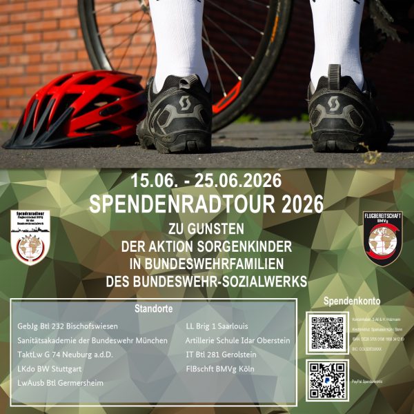 Spendenradtour der Flugbereitschaft des Bundesministeriums der Verteidigung macht Station im Saarland